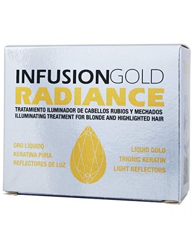 Tahe, 12073173, Infusion Gold Radiance Tratamiento Iluminador de Cabellos Rubios y Mechados con Oro Líquido y Keratin Pura, 2 x 